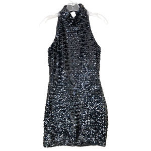 Vintage Hollywood Nites Black Sequin Mini Dress